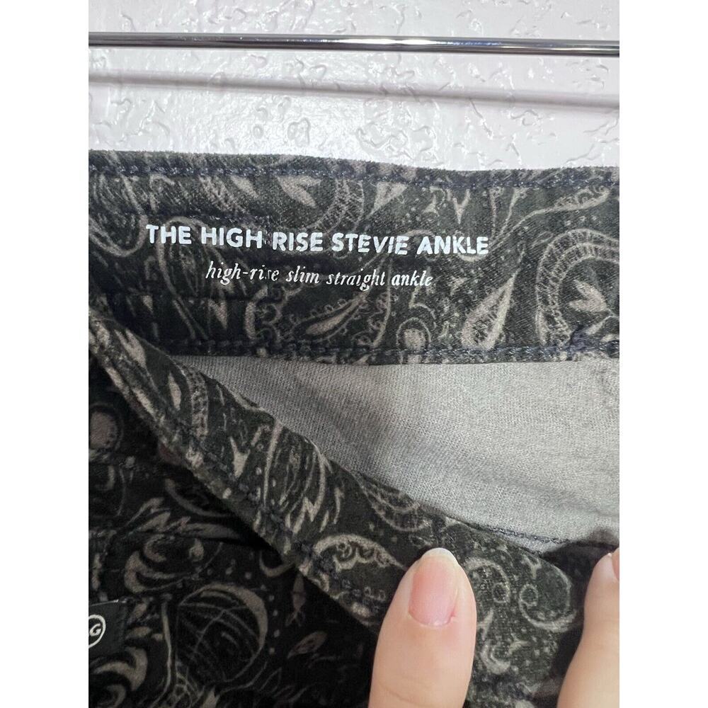 Anthropologie AG 26R High Rise Boho Black Velvet Paisley Pants Skinny - Picture 2 of 12